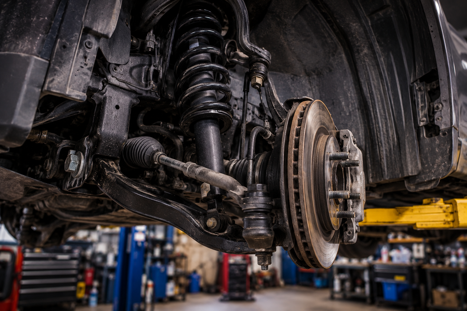 Mechanic working on an axle repair
